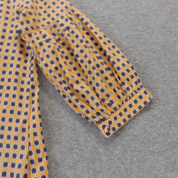 Autre Ton Midi Dress Medium Orange Purple Geometric Pattern Print Pockets Cotton - Picture 10 of 10